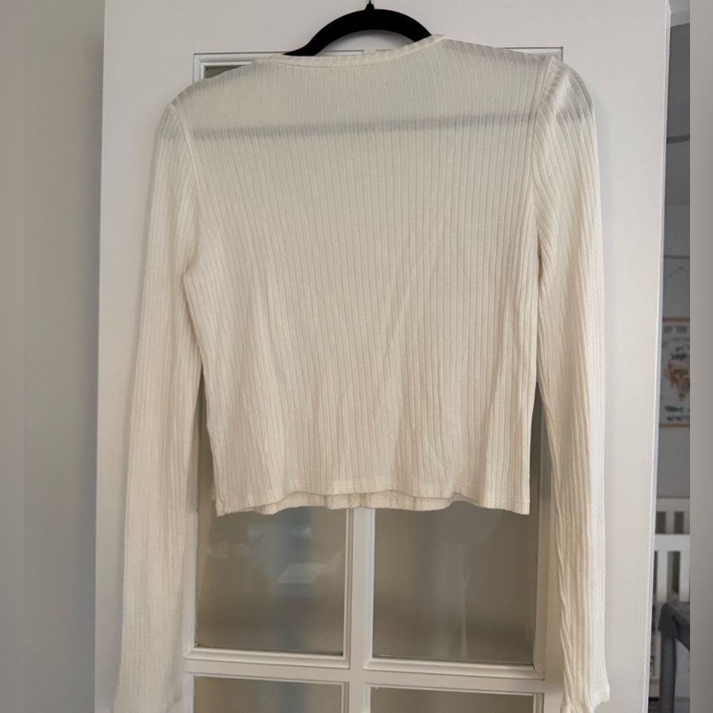 Reformation Cream Ribbed Jackie Knit Crop Top Medium - Picture 3 of 3